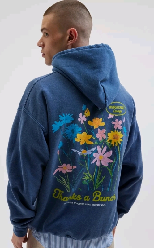New Size Med Men's URBAN OUTFITTERS "Thanks a Bunch, Paradise Lounge" Hoodie : Navy | Retails $89