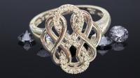 Sterling Silver 925 Accent Diamond Triple Eternity EVA LA RUE Signed Ring Sz 9 Boxed