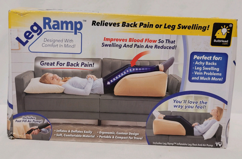 New - Inflatable Leg Ramp for Back Pain & Leg Swelling . Includes Air Pump