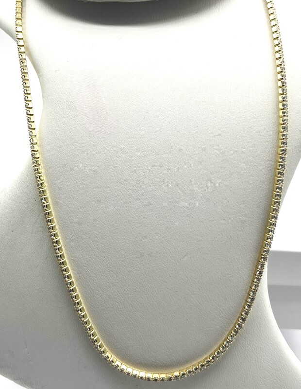 Gold Plated Sterling Silver CZ (8ct) 16-18" Tennis Necklace, W/A $1770.00.