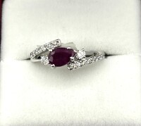 Sterling Silver Natural Enhanced Ruby (1ct) and CZ (0.45ct) Ring, Size 6.5, W/A $540.00. Ruby is the birthstone for July.