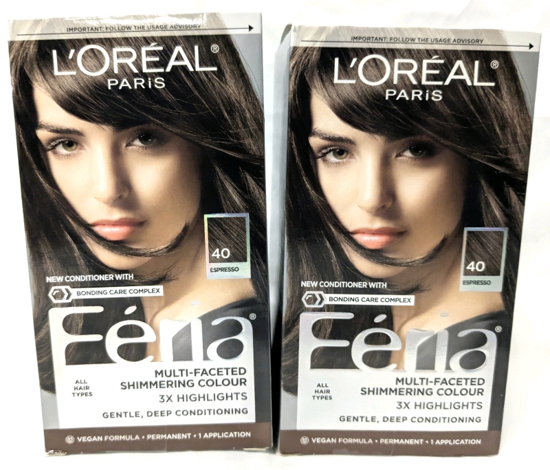 2 New L'Or&eacute;al F&eacute;ria "#40 Espresso" Shimmering Permanent Hair Colour Kits | Over $40 Value