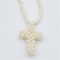 Freshwater Pearl 4.5-2.5mm Cross Necklace, W/A $995.00.