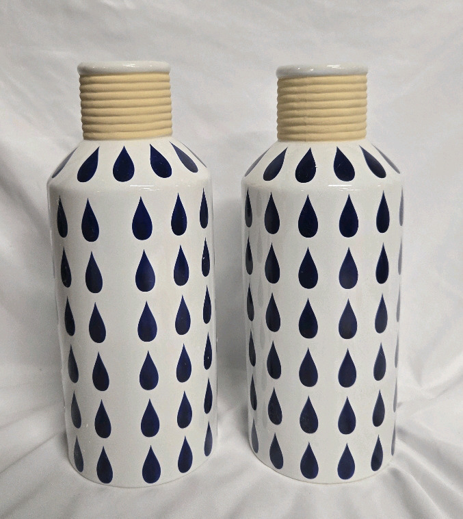 2 New | Vases W/ Water Drop Design 12" Tall