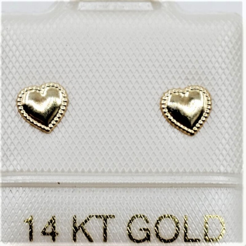 14KT Yellow Gold Heart Shape Earring, W/A $280.00.