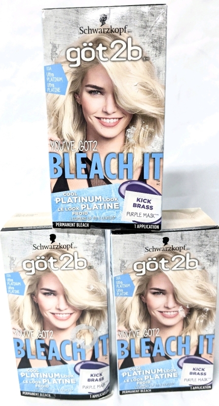 3 New Schwarzkopf G&Ouml;T2B You've Got2 Bleach It "#00A Ultra Platinum" Permanent Hair Bleach Kits | Over $30 Retail Value