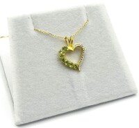 Gold Plated Sterling Silver Natural Peridot (0.35ct) Heart Shape Pendant With Gold Plated Sterling Silver Chain, W/A $670.00. Peridot is the birthstone for August.