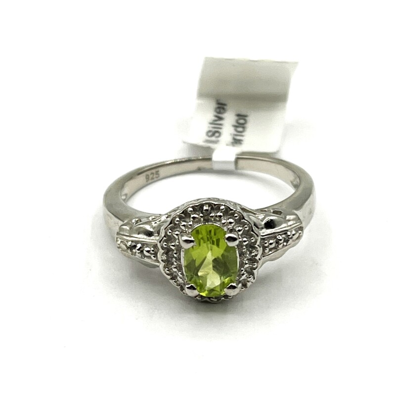 Sterling Silver Natural Peridot (0.75ct) Ring, Size 7, W/A $425.00. Peridot is the birthstone for August.