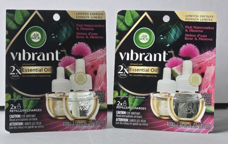 4 New | Airwick Scented Oils Vibrant Refills: Pink Watermelon & Mimosa Scented