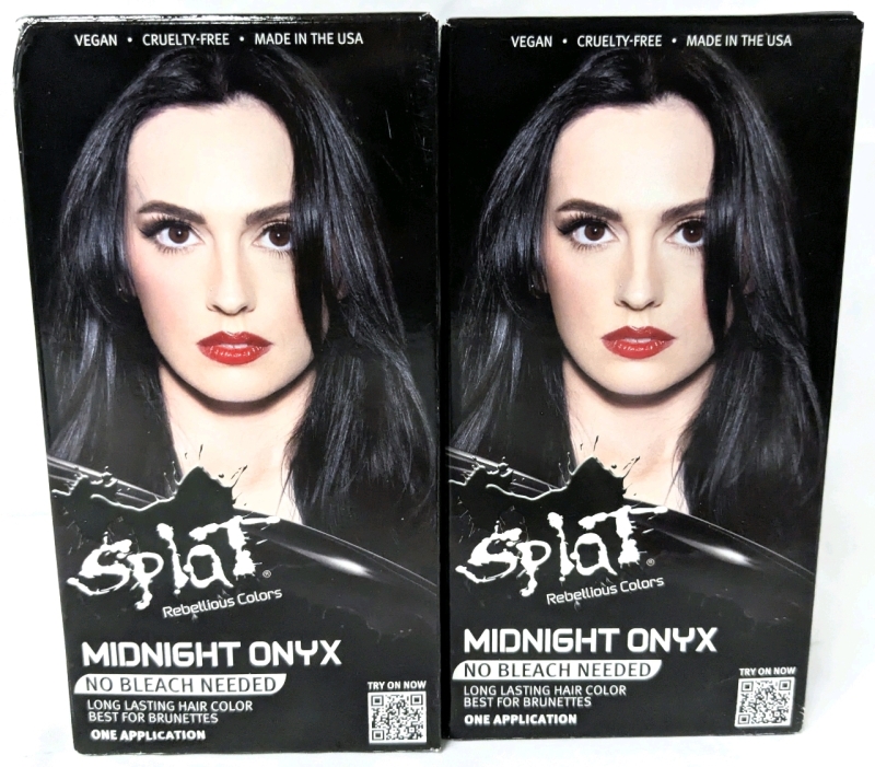 2 New SPLAT "Midnight Onyx" Long Lasting Hair Colour Kits (Best for Brunettes) | $30 Retail Value