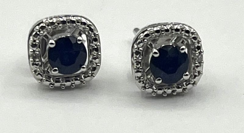 Sterling Silver Natural Blue Sapphire (0.66ct) and Natural Diamond (0.01ct) Earring, W/A $600.00. Sapphire is the birthstone for September.