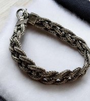 Excellent Wide 925 Sterling Silver Woven Bracelet 7.5 Inch Stamped
