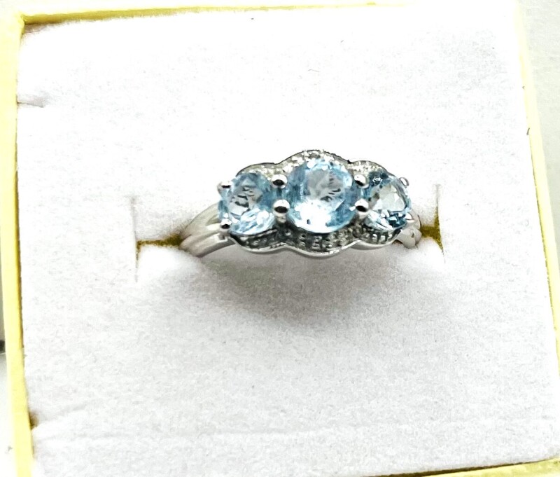 Sterling Silver Natural Blue Topaz (2.5ct) Ring, Size 7, W/A $400.00. Blue Topaz is the birthstone for December.