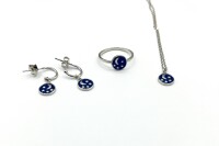 Sterling Silver Enamel set of Ring, Necklace and Earring, W/A $400.00.