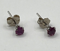 10KT White Gold Natural Ruby (0.28ct) Earring, W/A $495.00. Ruby is the birthstone for July.
