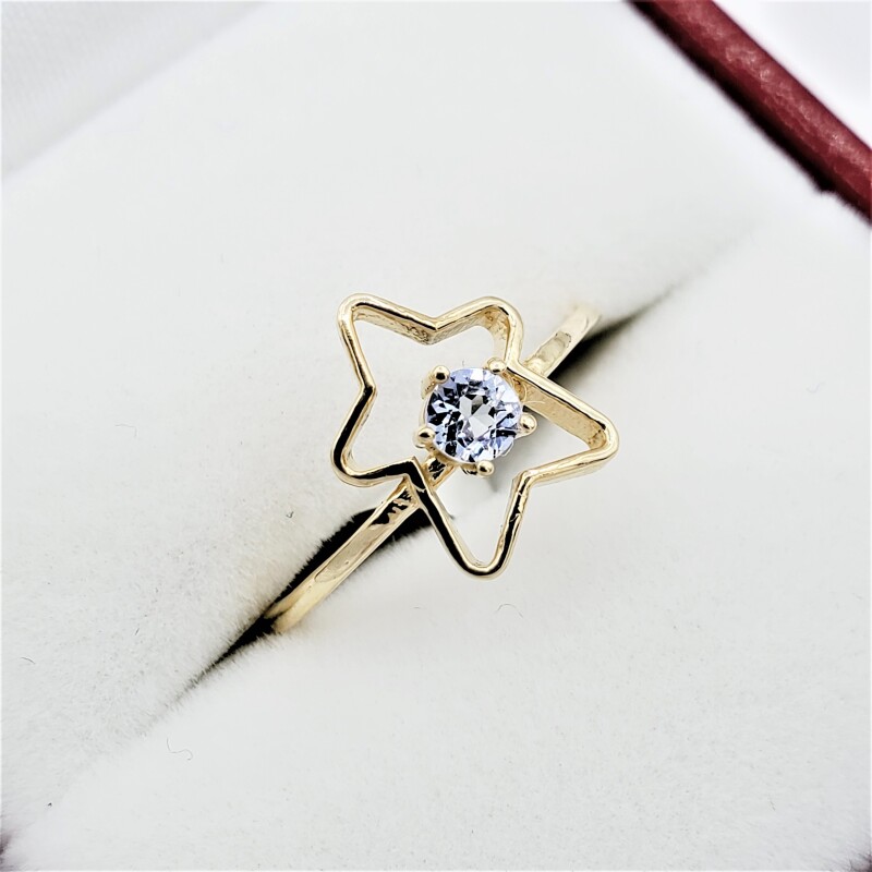 10KT Yellow Gold Natural Tanzanite (0.20ct) Star Ring, Size 3.75, W/A $1235.00