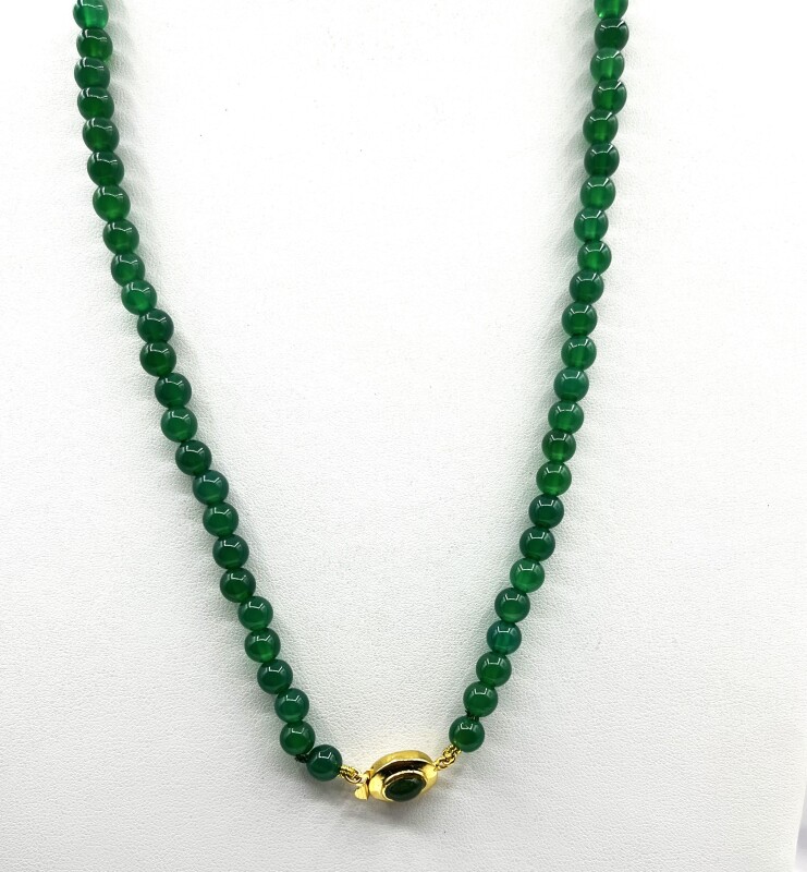 Natural Green Onyx (90.67ct) Bead Necklace, W/A $750.00.