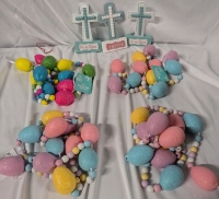 Easter Decor Lot - 4 6ft' Beaded Easter Garlands and 3 Table Top Easter Crosses (6.25" Tall)