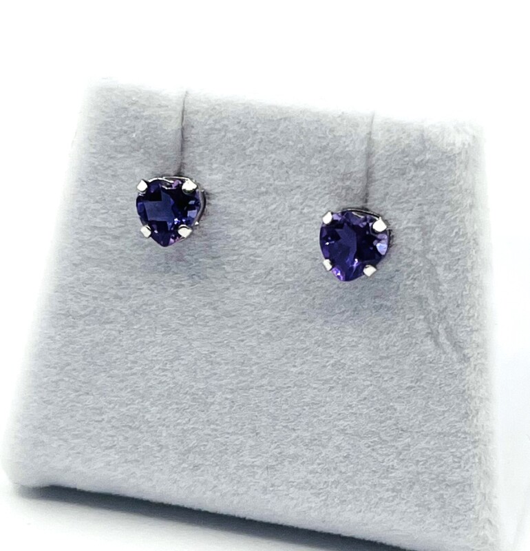 14KT White Gold Natural Amethyst (0.80ct) Heart Earring, W/A $500.00.