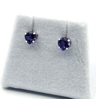 14KT White Gold Natural Amethyst (0.80ct) Heart Earring, W/A $500.00.