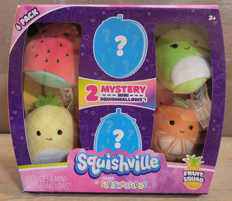 New - Squishville Fruit Squad 6 Mini Squishmsllows . Includes 2 Mystery Mini Squishmallows