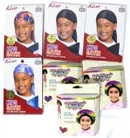 3 New Kids Size Camryn's BFF Satin Bonnets (Reduced Frizz!) & 4 New Kids Size Satin Powerwave Durags | One Size Fits Most
