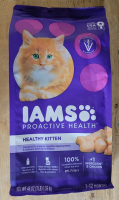 New - 3lb Bag IAMS Proactive Health Healthy Kitten Chicken Flavor Dry Cat Food , 1-12 Months . Best Before Date April - October 2025