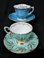 2 AYNSLEY Tea Cups & Saucers incl Tuscan