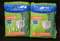 28 New Composure sz Large Adult Underwear with Odor Guard