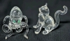 Adorable Handmade Borosilicate Glass Quadrapus (Only 4 Tentacles) & Sitting Cat - Up to 2" Tall