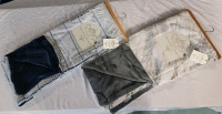 New - Two (2) Asheville Acres Faux Fur Referse to Plush Throw Blankets , Blue/White & Grey/White . Each Throw measures 50"&times;60" (4.2ft&times;5ft)
