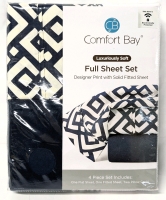 New FULL Size COMFORT BAY Luxuriously Soft Sheet Set : Flat Sheet, Fitted Sheet + 2 Pillowcases
