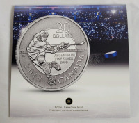 2013 Canadian Fine Silver Hockey $20 Twenty Dollar Fine Silver Coin