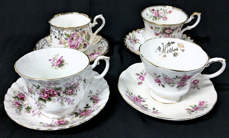 4 ROYAL ALBERT Tea Cups & Saucers incl Cottage Garden + Lavender Rose