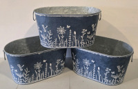 3 New | Metal Planter Boxes Spring Themed | 10" x 6.5" x 5.5"