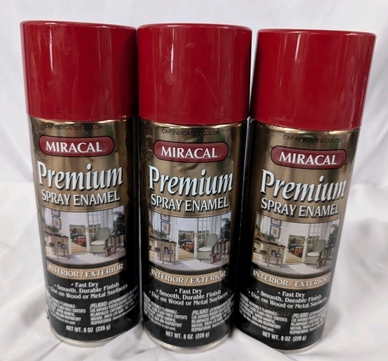 3 New Miracal Premium Spray Enamel. 266g per lot. Cap Indicates Colour.