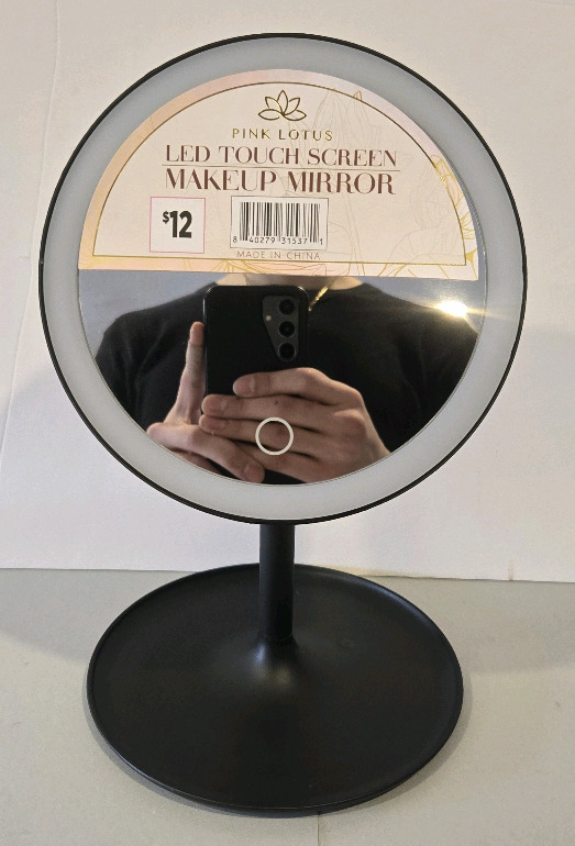 New | Pink Lotus LED Lipped Makup Mirror | Battery Operated