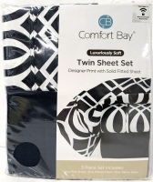 New Twin Size COMFORT BAY Luxuriously Soft Sheet Set : Flat Sheet, Fitted Sheet + 1 Pillowcase