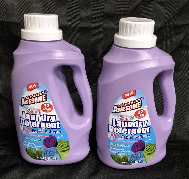 2 New Laundry Detergent LA's Totally Awesome 2 in 1 Detergent + Fabric Softner 1.89L Fresh Scent 32 Loads
