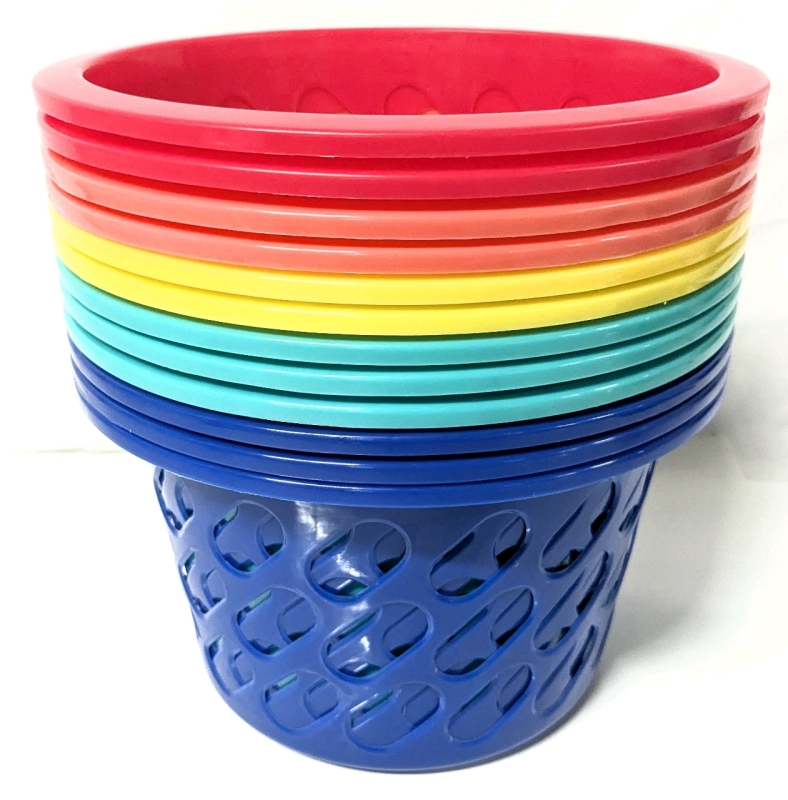 12 New Colourful Round Mini Baskets | 10" Diameter x 6" Tall ea
