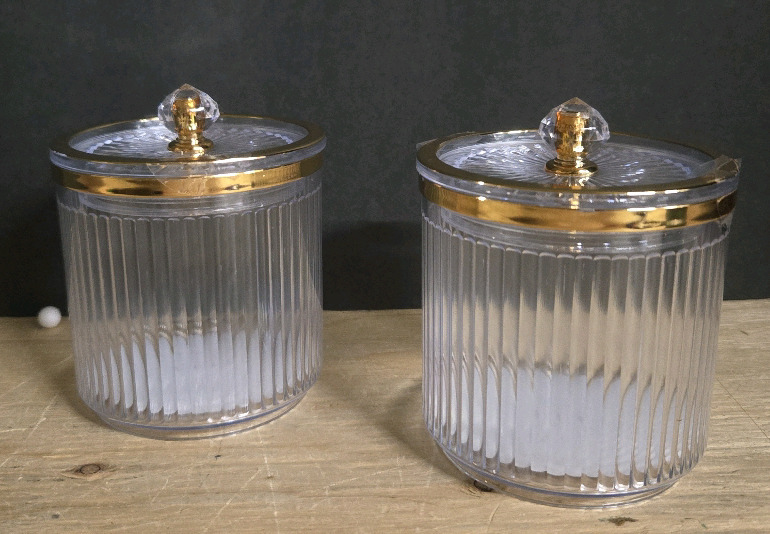 2 New | Plastic Bathroom Cansiters W/ Lids 3.5" Tall