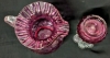 2 Pieces Cranberry Glass : Signed ROSSI Petal-Base Candle Holder & Textured Jug with Pulled Handle - Up to 6.25" Tall - 3