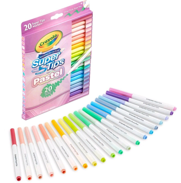 New | 20pk Crayola SuperTips Pastel Coloured Washable Markers