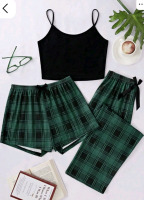 New sz Medium Women's 3 Piece Pajama Set
