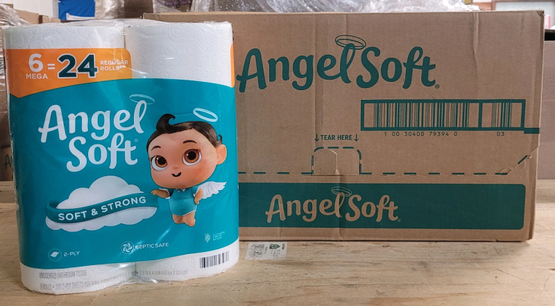 New - 12 Rolls Angel Soft Paper Towel Mega Rolls . 6 Packs of 2 Rolls