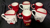 6 New Holiday Cookie Holder Mugs.