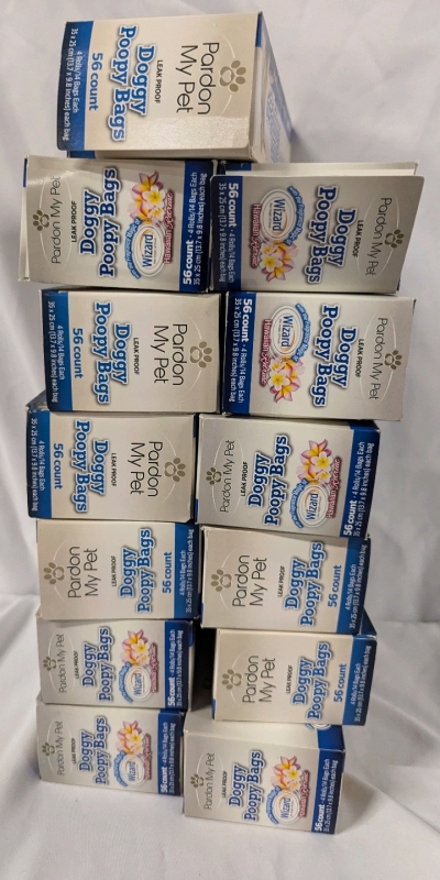 728 (13 x 56 Count) New Pardon my Pet Doggy Pooy Bags.