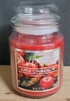 New - TrueLiving Apple Cinnamon Scented Candle , 510g (18oz) . Jar measures 6.5" tall