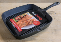 New - TrueLiving Pre-Seasoned Cast Iron Dgill Pan , measures 9"&times;9"&times;1.2"