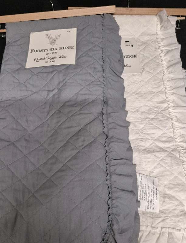 2 New Forsythia Ridge Quilted Ruffled Throws 50 by 60"